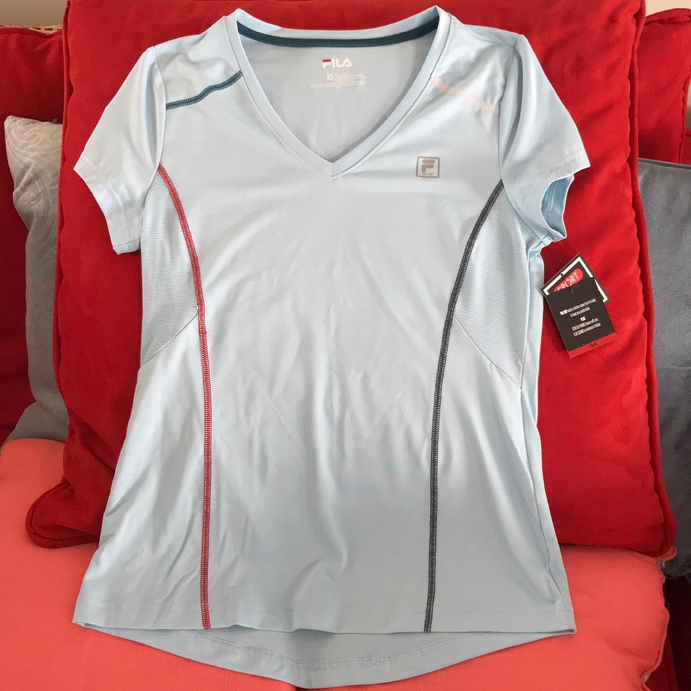 FILA Sport Essential V-Neck Short-Sleeve Athletic Sporty Tee Shirt Women’s
